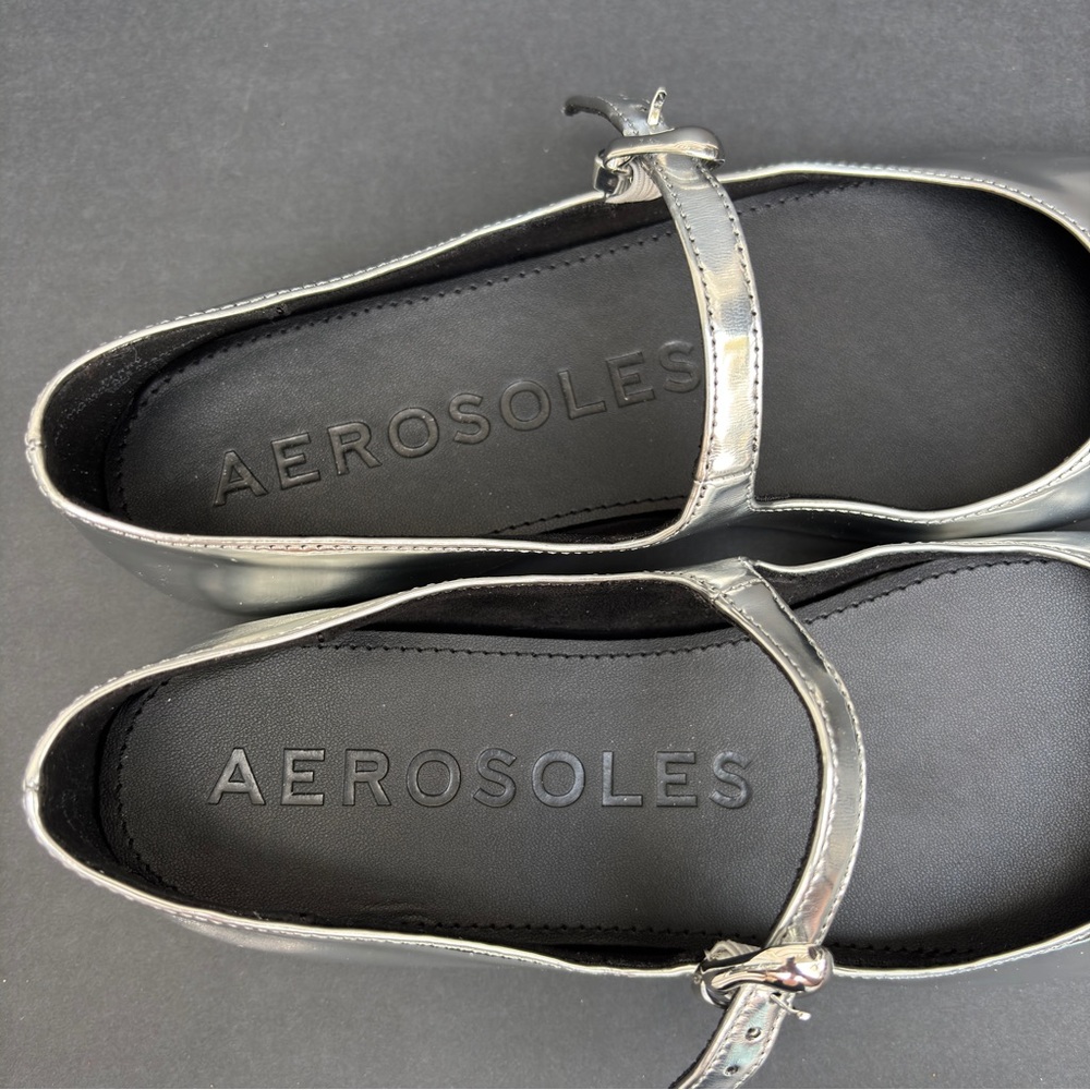 Aerosoles Y2K Metallic Silver Mary Jane Flats Size 7 - Picture 5 of 11